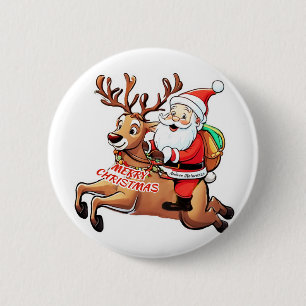 Santa Claus Merry Christmas 6 Cm Round Badge