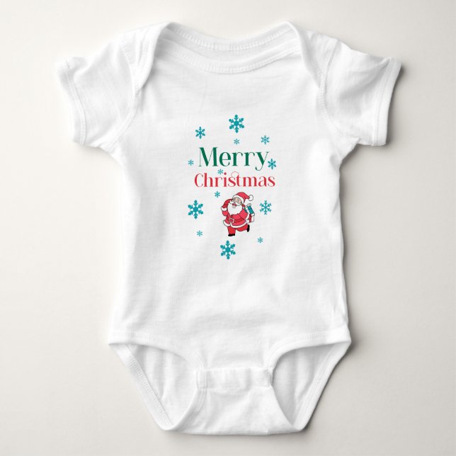Santa Claus Merry Christmas Baby Bodysuit (Front)