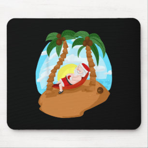 Santa Claus Merry Christmas Beaches Palm Tree Trip Mouse Pad