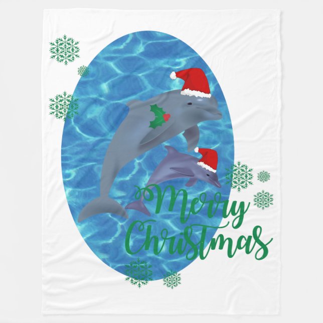 santa claus merry christmas dolphins blanket (Front)