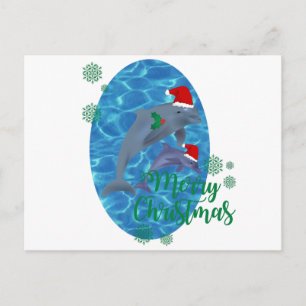 santa claus merry christmas dolphins holiday postcard