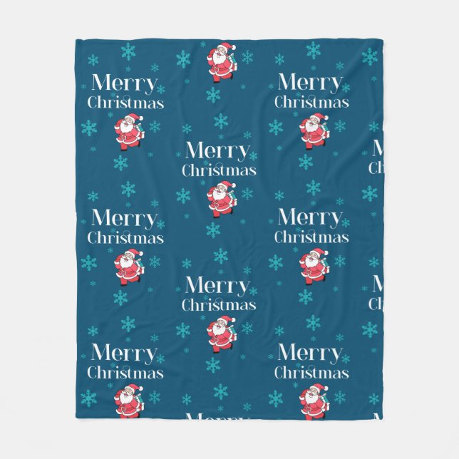 Santa Claus Merry Christmas Fleece Blanket (Front)