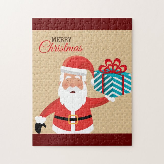 Santa Claus Merry Christmas Greeting Jigsaw Puzzle (Vertical)
