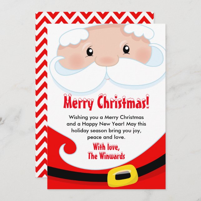 Santa Claus Merry Christmas Holiday Card (Front/Back)