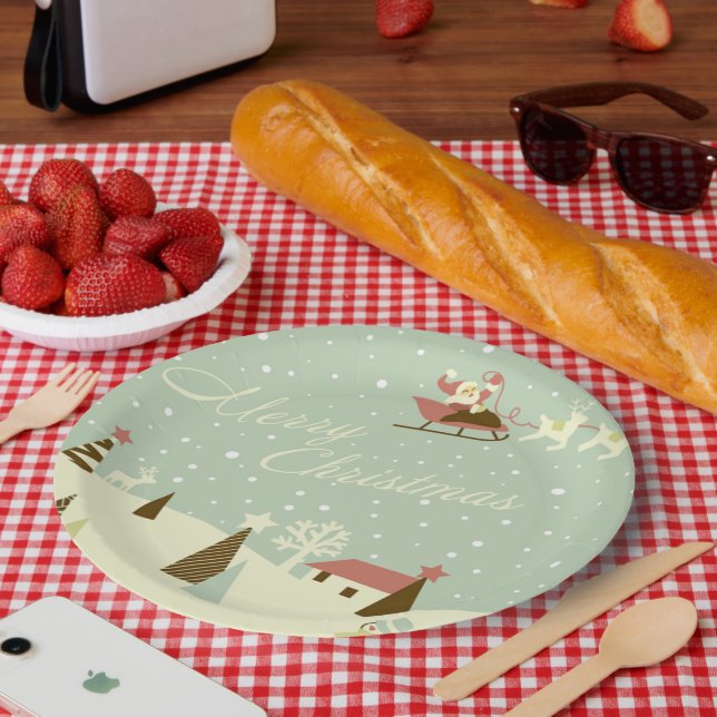 Santa Claus Merry Christmas Paper Plate (Picnic)