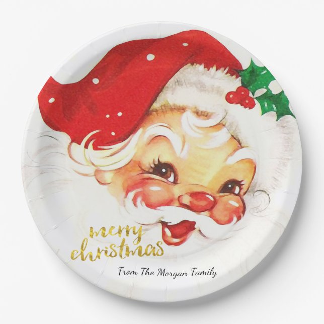 Santa Claus Merry Christmas   Paper Plate (Front)