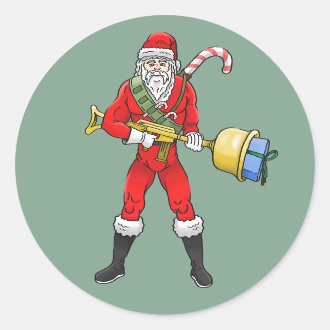 Santa Claus Merry Christmas Part 2 Classic Round Sticker (Front)