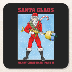 Santa Claus Merry Christmas Part 2 Square Paper Coaster