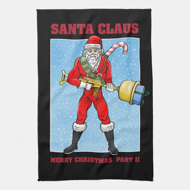 Santa Claus Merry Christmas Part 2 Tea Towel (Vertical)
