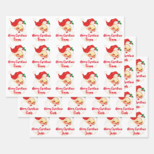 Santa Claus Merry Christmas Personalised Wrapping Paper Sheet