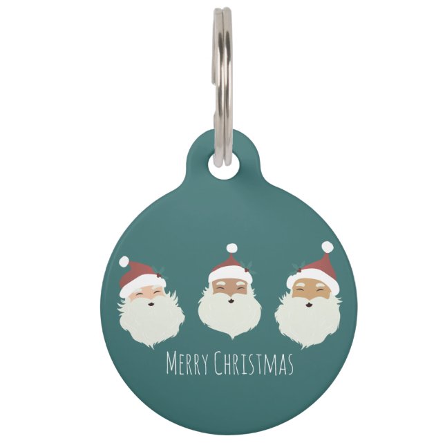 Santa Claus Merry Christmas Pet Tag (Front)