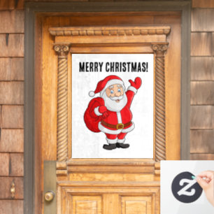 SANTA CLAUS MERRY CHRISTMAS WINDOW CLING