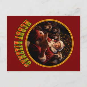 Santa Claus Merry Rizzmas with labrador retriever Postcard