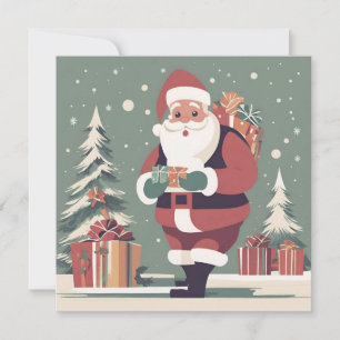 Santa Claus mid century modern christmas card