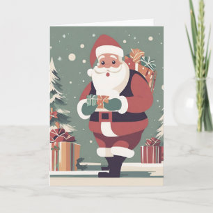 Santa Claus mid century modern christmas card
