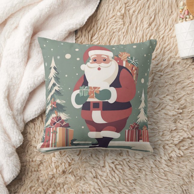 Santa Claus mid century modern christmas Cushion (Blanket)