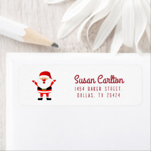Santa Claus Minimalist White Christmas Holiday Return Address Label