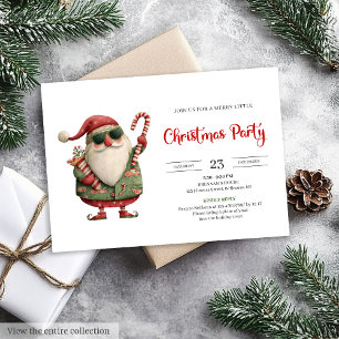 Santa Claus modern watercolor holiday invite card