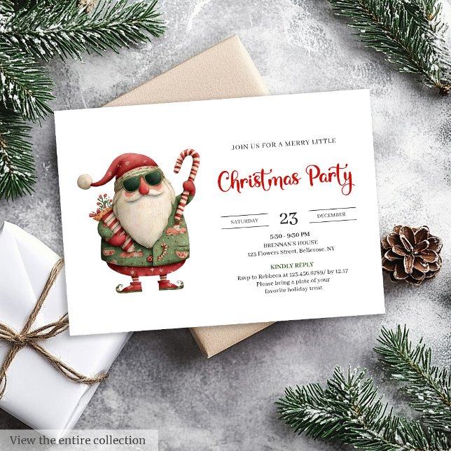 Santa Claus modern watercolor holiday invite card (Santa Claus modern watercolor holiday invite card)
