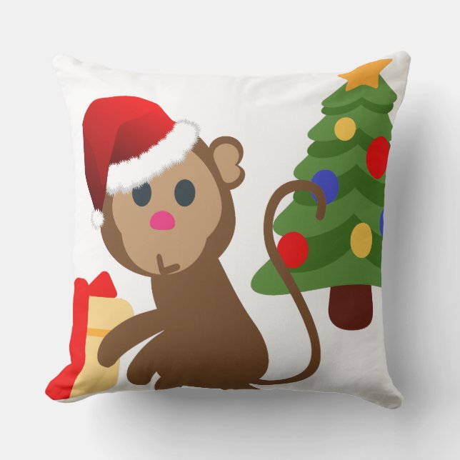 santa claus monkey emoji cushion (Front)
