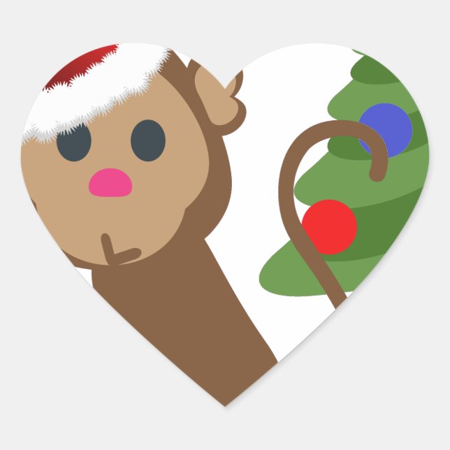 santa claus monkey emoji heart sticker (Front)