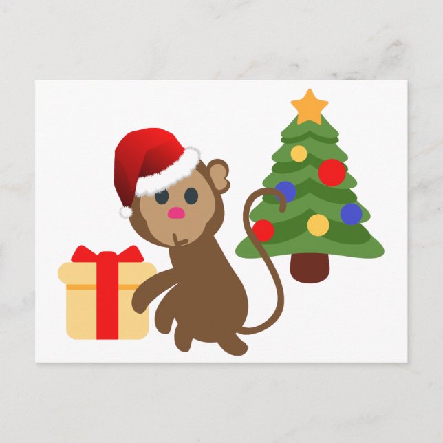 santa claus monkey emoji holiday postcard (Front)