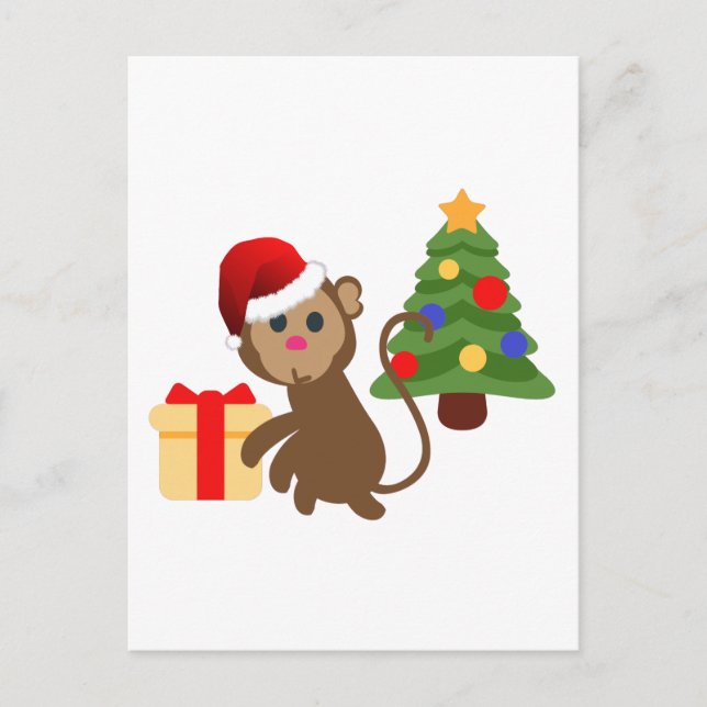 santa claus monkey emoji holiday postcard (Front)