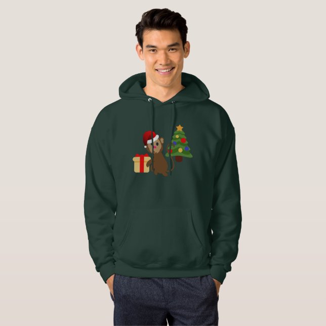 santa claus monkey emoji mens hooded sweatshirt (Front Full)
