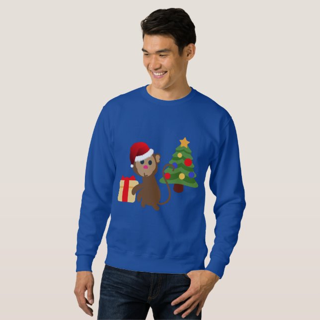 santa claus monkey emoji mens sweatshirt (Front Full)
