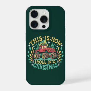 Santa Claus Monster Truck Boys Xmas Christmas iPhone 15 Pro Case