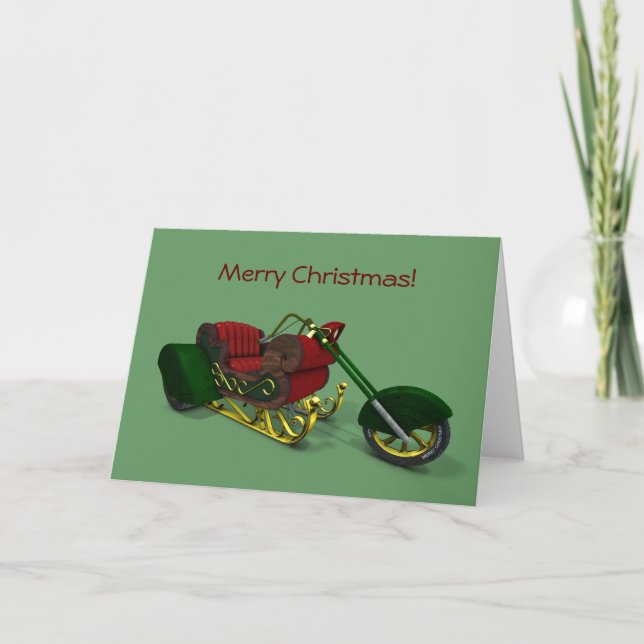 Santa Claus Motor Trike Sledge Holiday Card (Front)