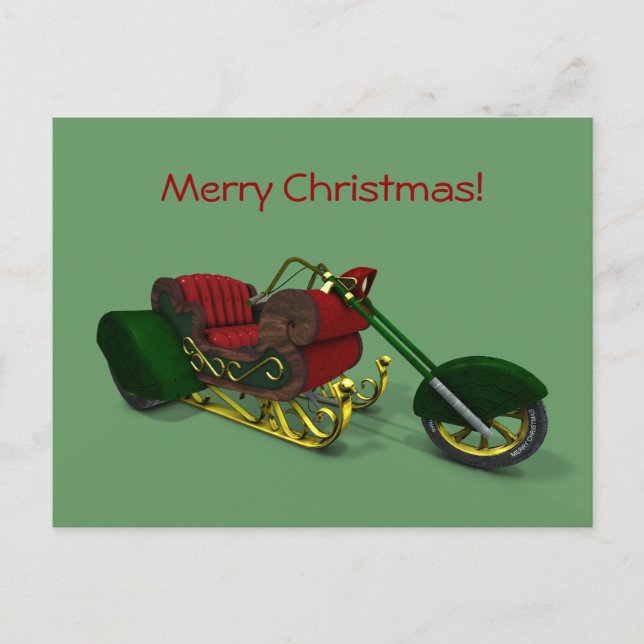Santa Claus Motor Trike Sledge Holiday Postcard (Front)