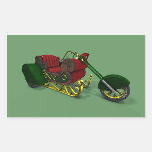 Santa Claus Motor Trike Sledge Rectangular Sticker