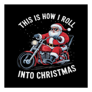 Santa Claus Motorcycle Motorbike Christmas Essenti Poster
