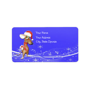 Santa Claus Mouse Christmas Label