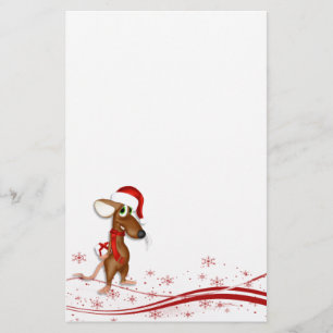 Santa Claus Mouse Christmas Stationery