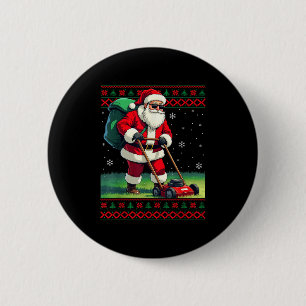 Santa Claus Mowing Lawn Ugly Christmas Holiday Boy 6 Cm Round Badge