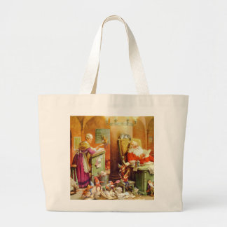 Santa Claus & Mrs Claus in the North Pole Mailroom Large Tote Bag