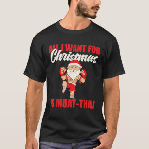 Santa Claus Muay Thai Fighter Funny Christmas Desi T-Shirt