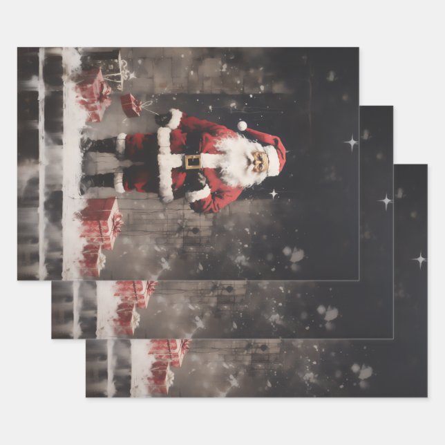 Santa Claus Mural Wrapping Paper Sheet (Set)