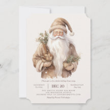 Santa Claus Natural Warm Holiday Party Invitation