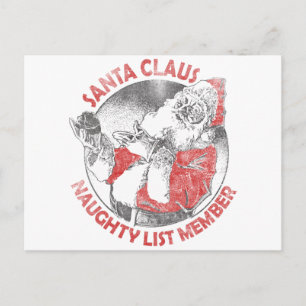 Santa Claus Naughty List Member Holiday Postcard