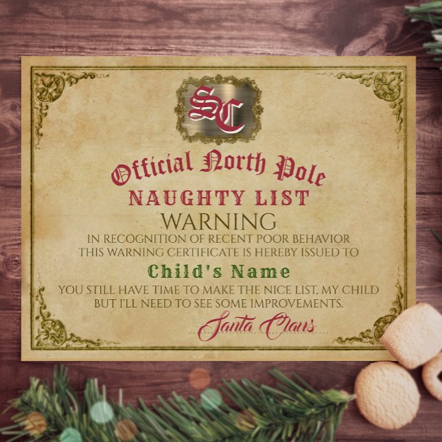 Santa Claus Naughty List Signed Christmas Warning (Creator Uploaded)