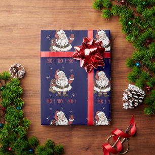 Santa Claus Navy Wrapping Paper