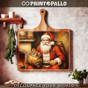 Santa Claus near a fireplace at Christmas  Tissue Paper