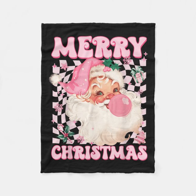 Santa Claus Nk Sungles Blowing Bubble Gum Christma Fleece Blanket (Front)