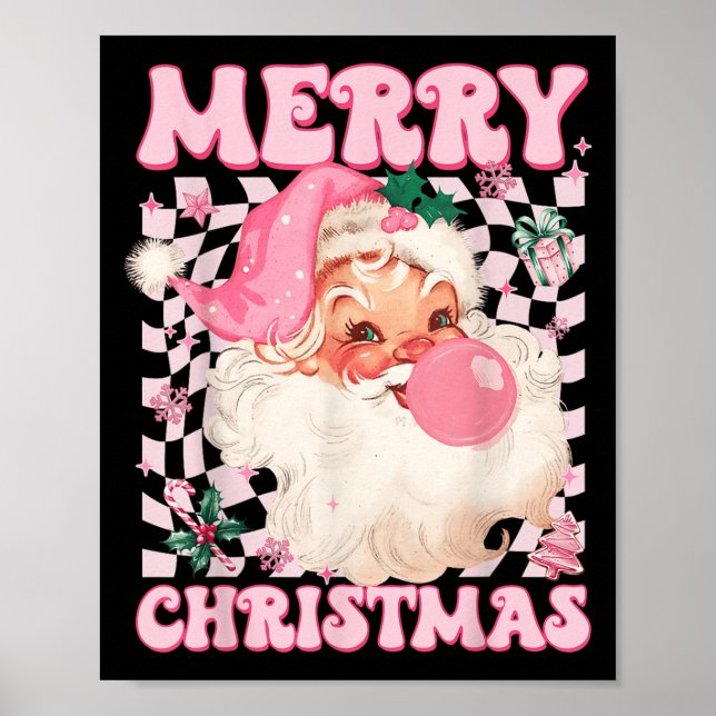 Santa Claus Nk Sungles Blowing Bubble Gum Christma Poster (Front)