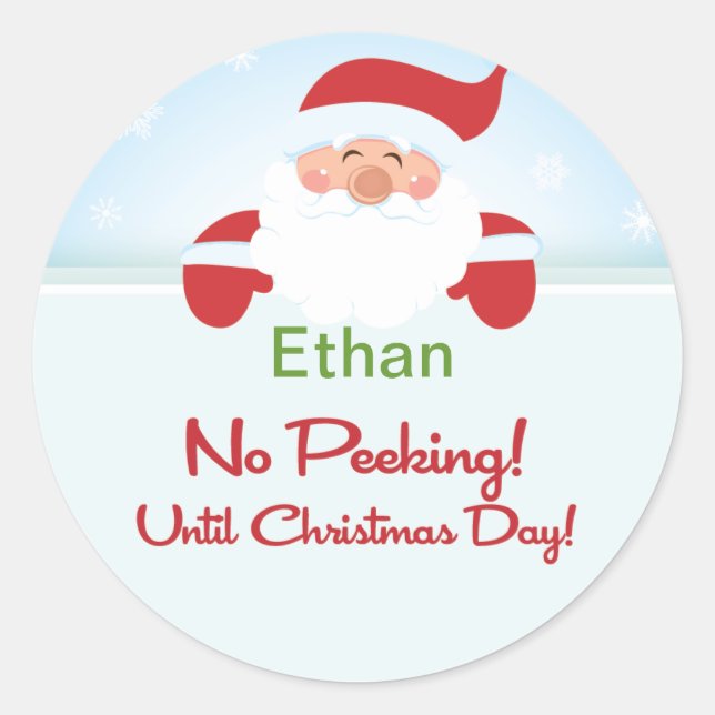 Santa Claus No Peeking Until Christmas Sticker (Front)