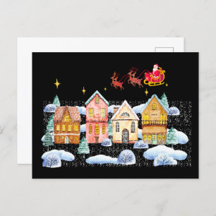 Santa Claus North Pole Christmas Village Postcard