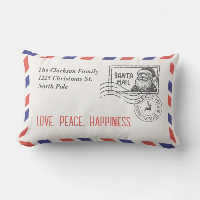 SANTA CLAUS NORTH POLE EXPRESS MAIL ENVELOP LUMBAR CUSHION (Front)